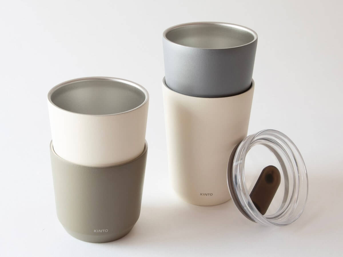 Kinto | Tasse de voyage To Go (avec bouchon) - Argent