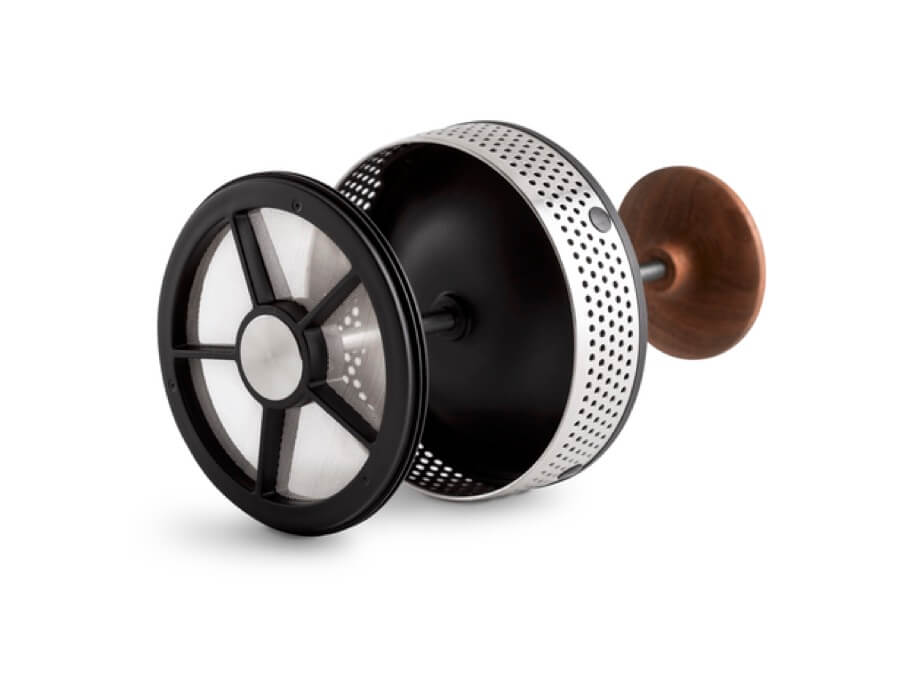 Fellow | Cafetière à piston Clara - Noir mat avec poignée en noyer